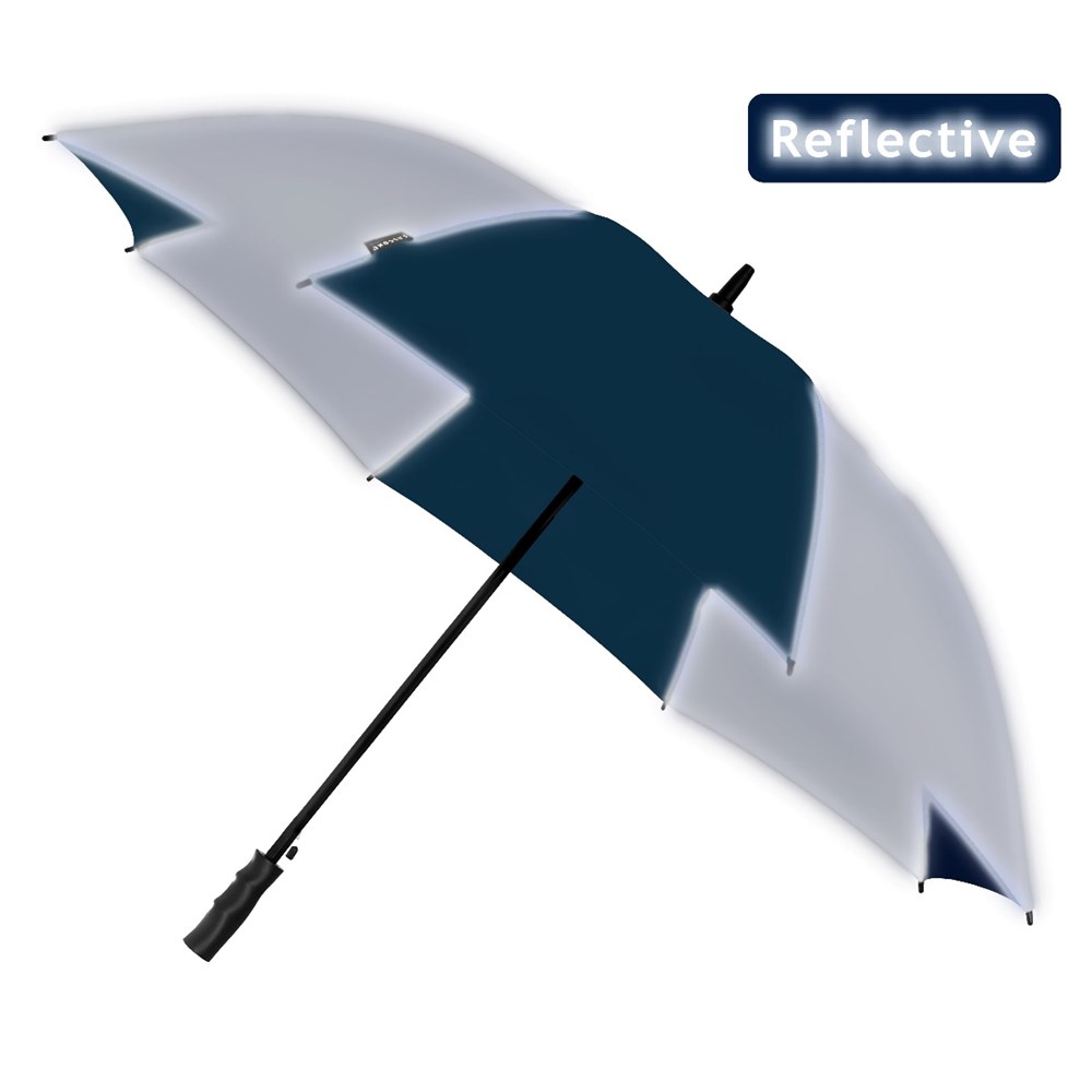 Falcone - Reflecterende paraplu - Automaat - Windproof -  120 cm - Marine blauw / Zilver